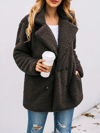 Women's Fashion Coat – Stylish Warm Outerwear with Pockets for Winter