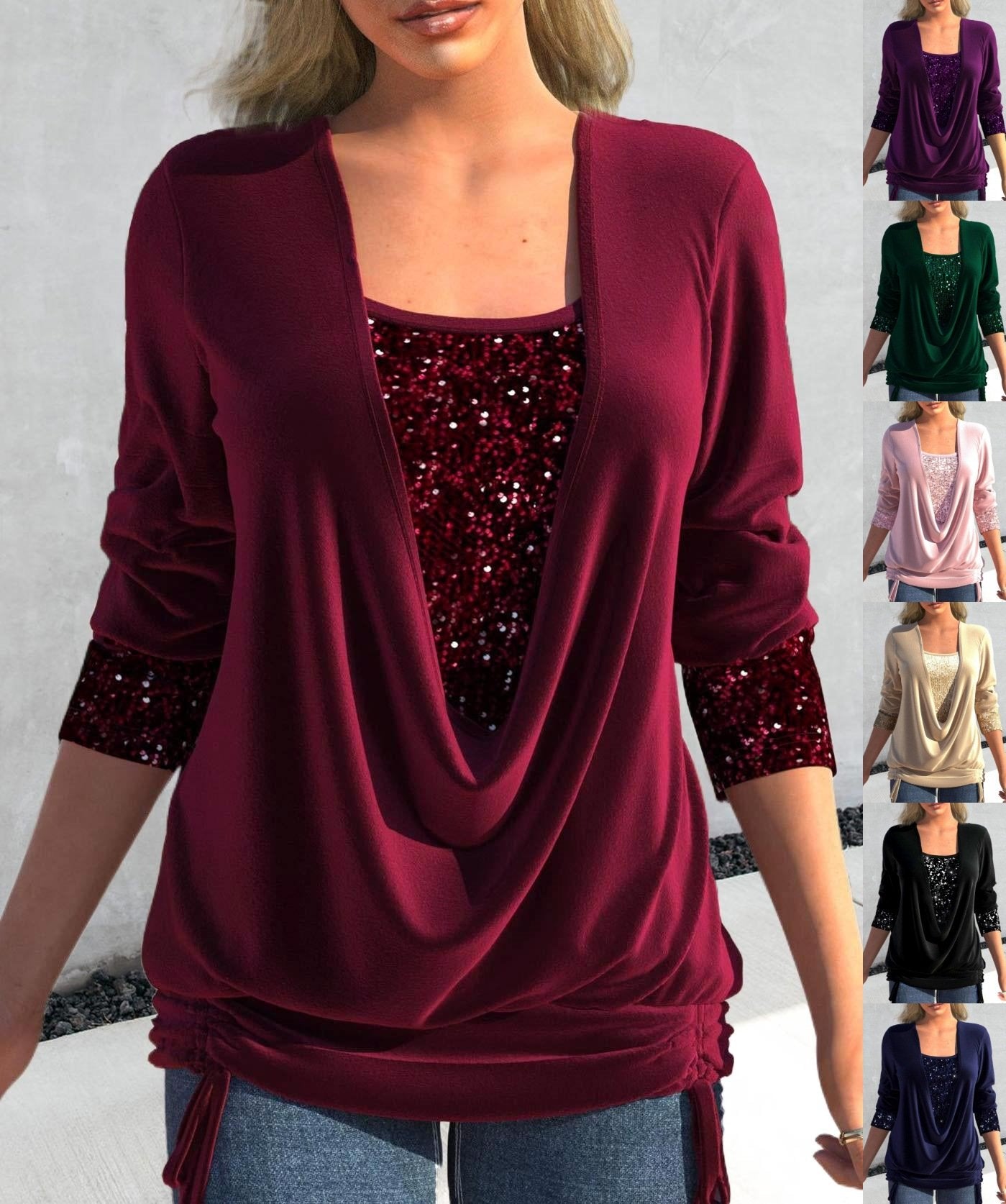 Sequin Blouse for Women – Sparkly Glitter Top for Party and Evening Wear