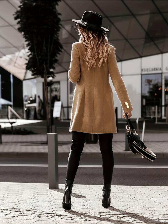 Women's Elegant Coat – Stylish Long Overcoat with Warm Fabric for Winter