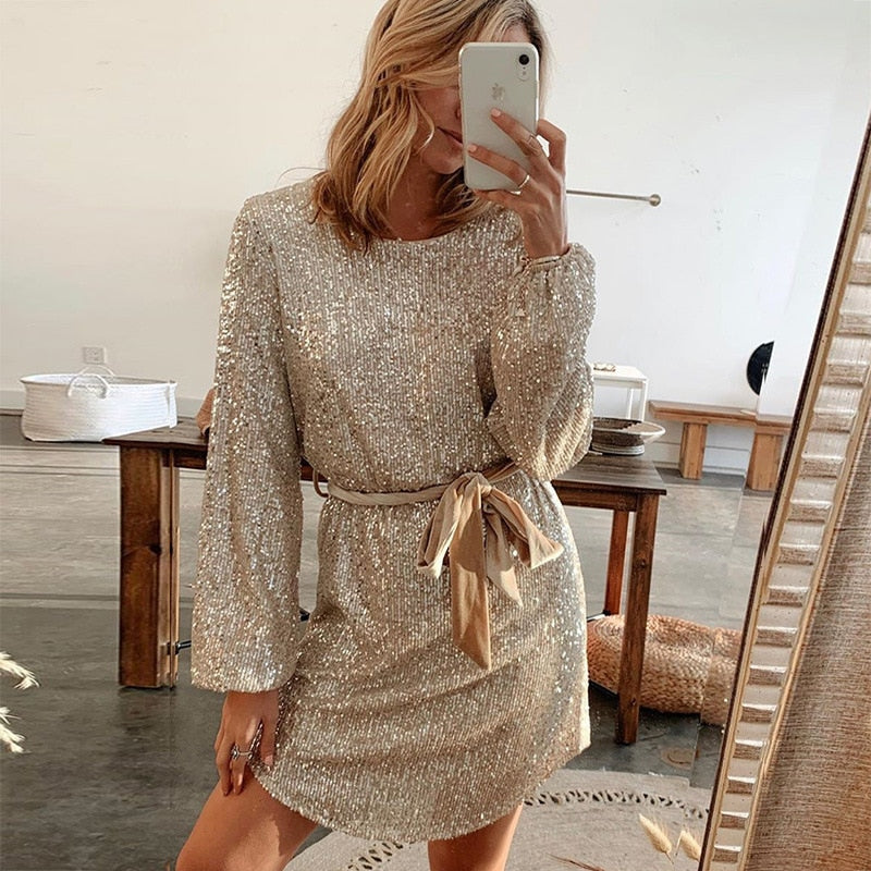 Elegant Christmas Dress for Women – Festive Long Sleeve Holiday Gown