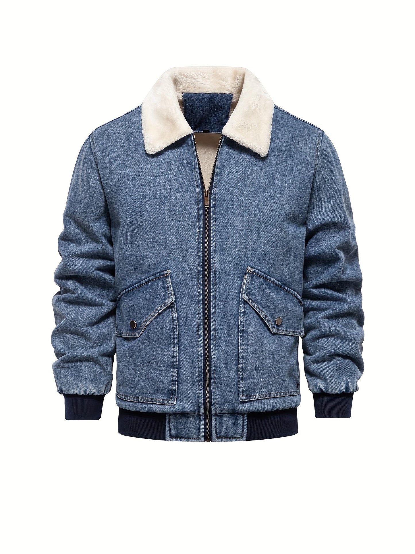 Men's Denim Jacket – Fleece Lined Casual Outerwear for Cold Weather