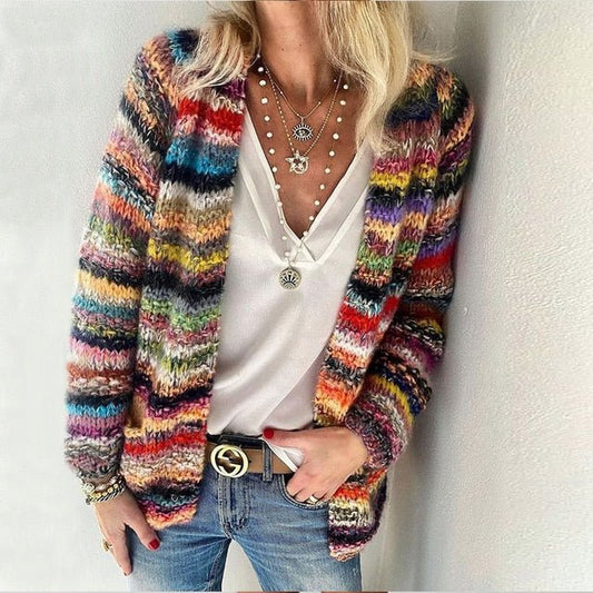 Women's Colourful Cardigan – Stylish Knit Sweater for Casual Wear & Layering