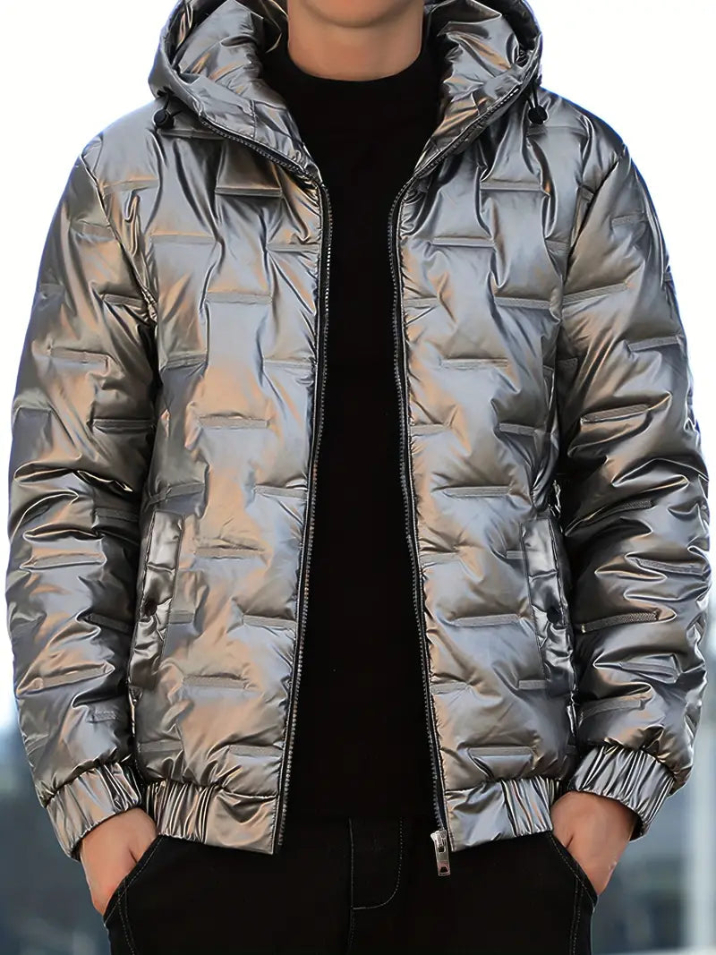 Padded Jacket for Men – Warm Insulated Winter Coat with Hood and Zipper