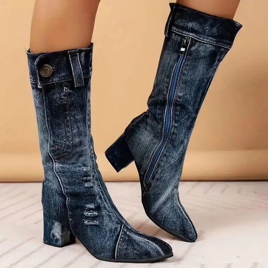 Denim Boots for Women – Stylish Ankle Booties in Durable Denim Fabric