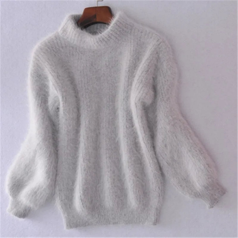 Women's Fluffy Plush Sweater – Cozy Soft Knit Pullover for Winter Fashion