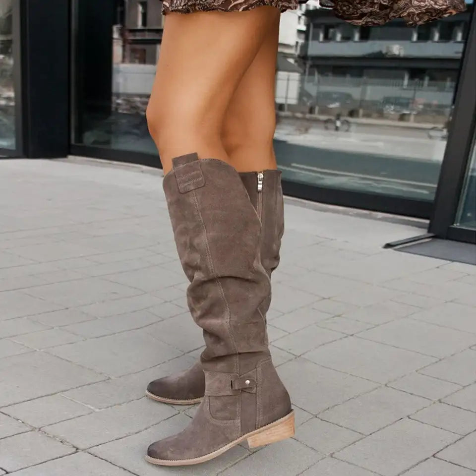 Women's Suede Boots – Elegant Ankle Booties for Fall and Winter Fashion