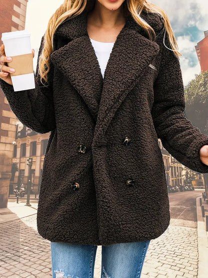 Women's Fashion Coat – Stylish Warm Outerwear with Pockets for Winter