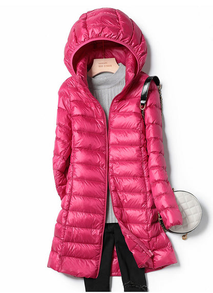 Long Puffer Jacket Women – Warm Stylish Winter Coat with Hood and Pockets