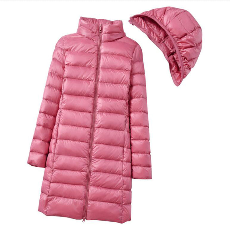 Long Puffer Jacket Women – Warm Stylish Winter Coat with Hood and Pockets