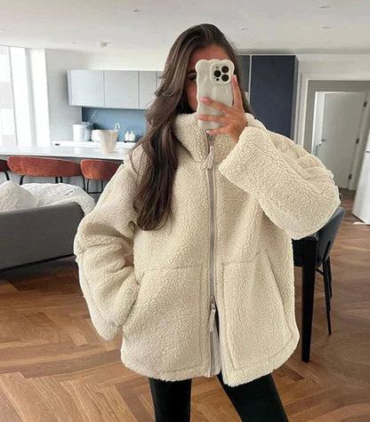 Women's Roll Neck Jacket – Cozy Knit Outerwear for Casual and Chic Style