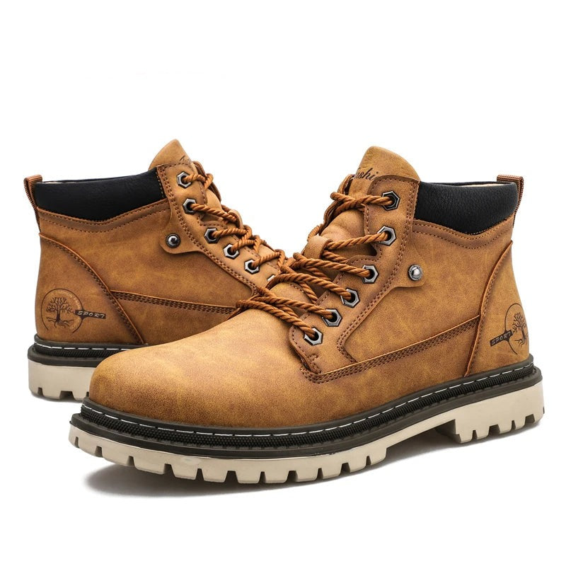 Men's Casual Lace-Up Boots – Stylish Leather Footwear for Everyday Wear