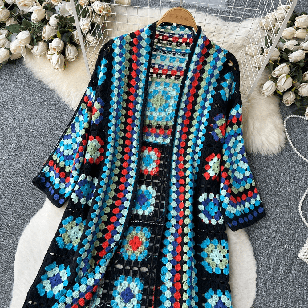 Floral Cardigan for Women – Crochet Knit Sweater for Spring & Summer Fashion