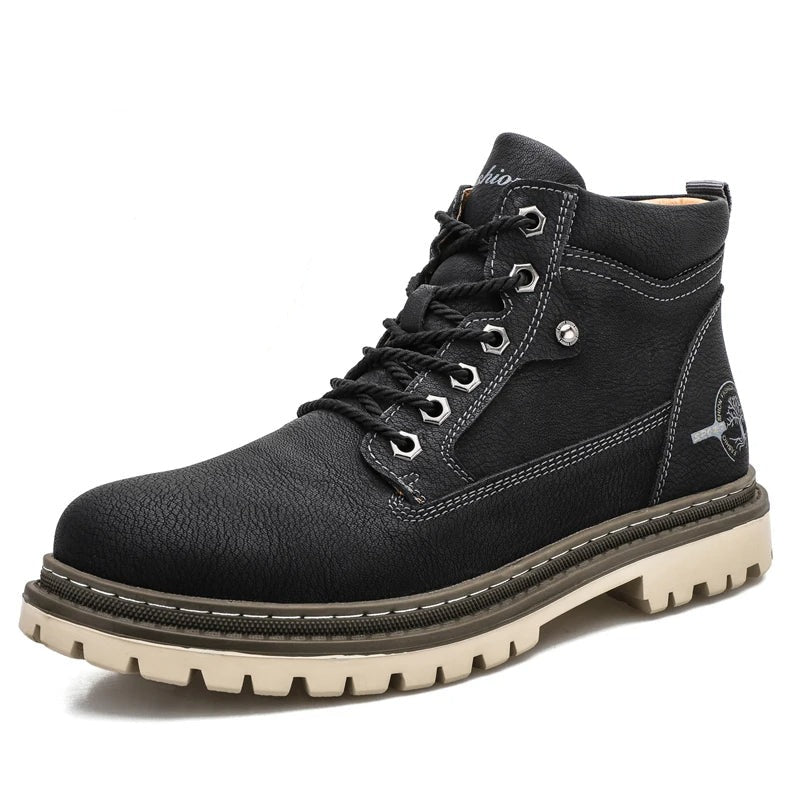 Men's Casual Lace-Up Boots – Stylish Leather Footwear for Everyday Wear