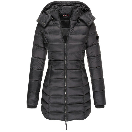 Women's Long Puffer Jacket – Warm Insulated Winter Coat with Hood