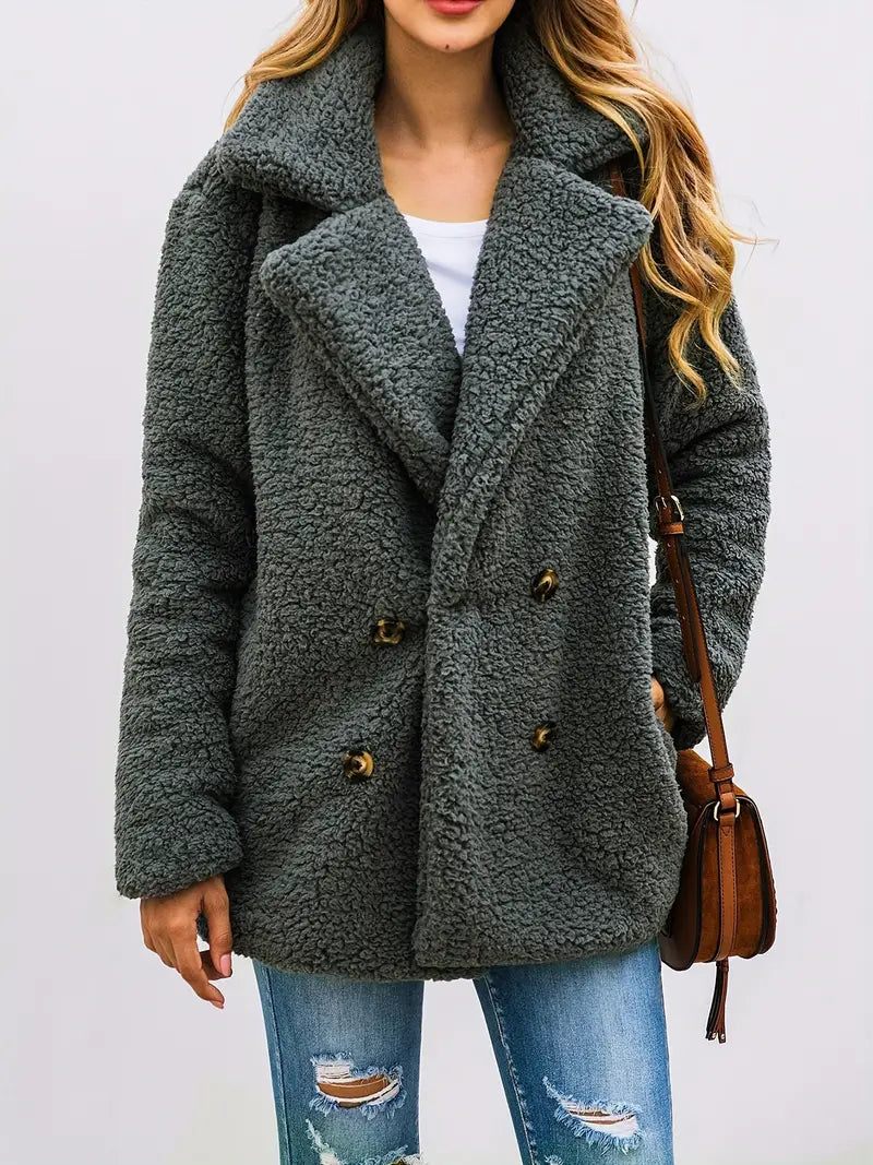 Women's Fashion Coat – Stylish Warm Outerwear with Pockets for Winter