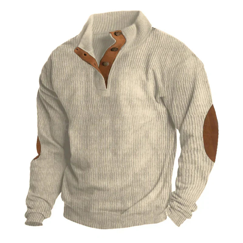 Men's Ribbed Sweater – Stylish Button-Up Knit Pullover for Casual Wear