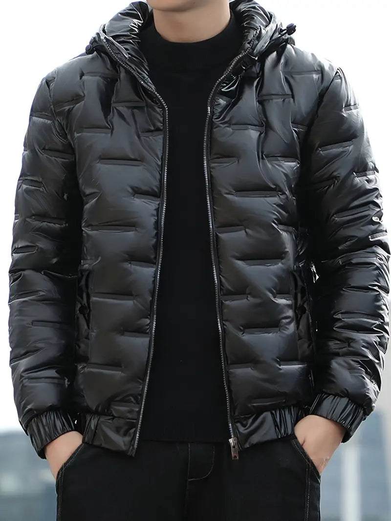 Padded Jacket for Men – Warm Insulated Winter Coat with Hood and Zipper