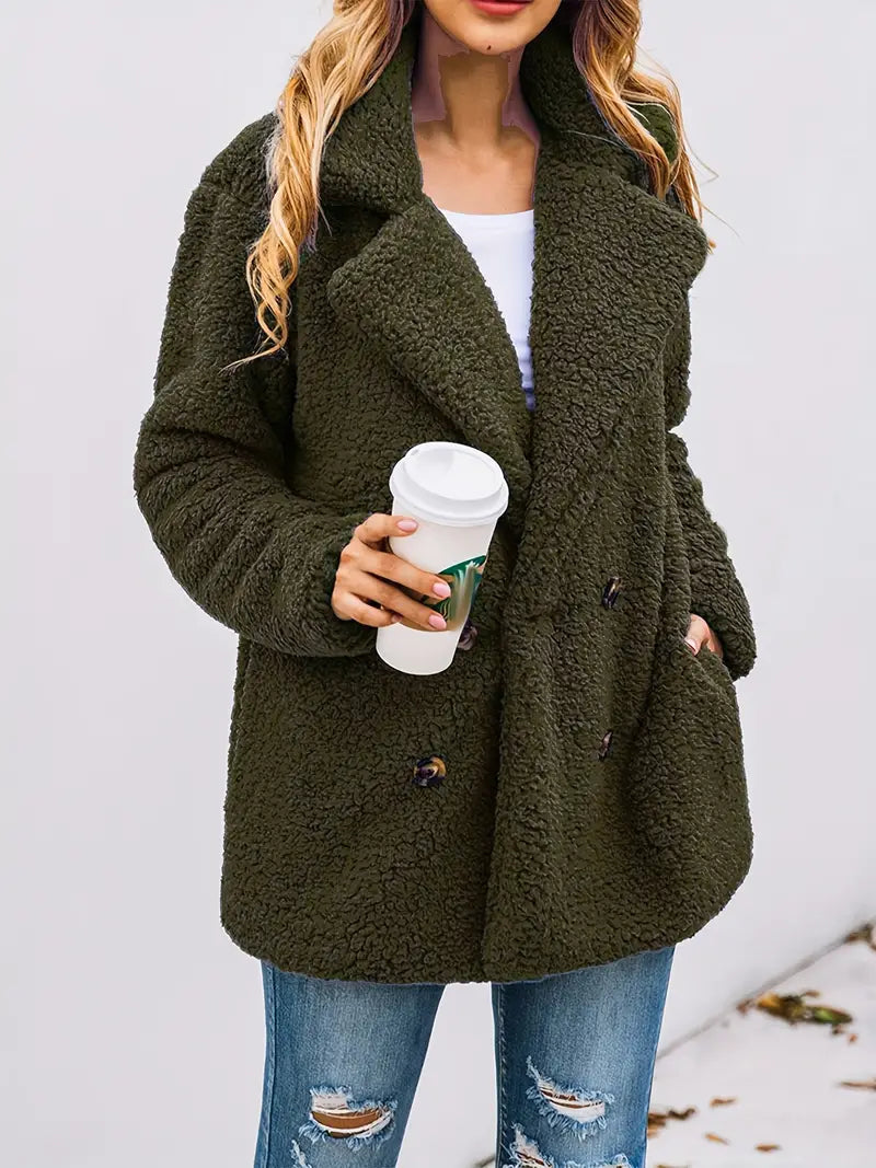 Women's Fashion Coat – Stylish Warm Outerwear with Pockets for Winter