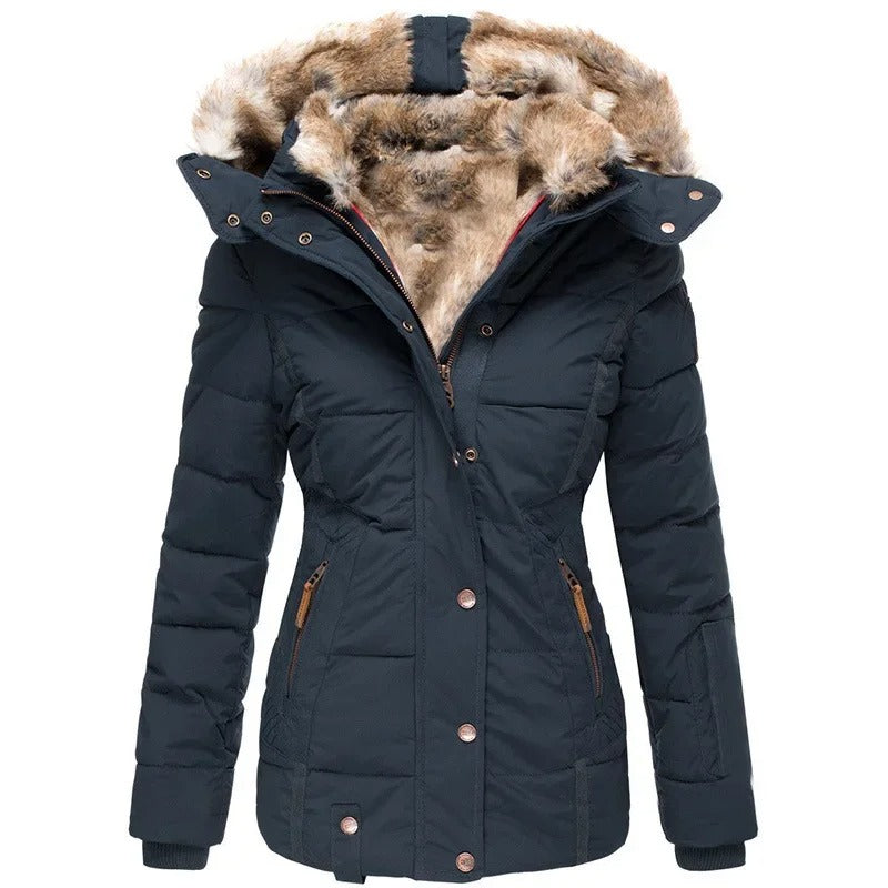 Padded Winter Coat Women – Warm Insulated Jacket with Hood for Cold Weather