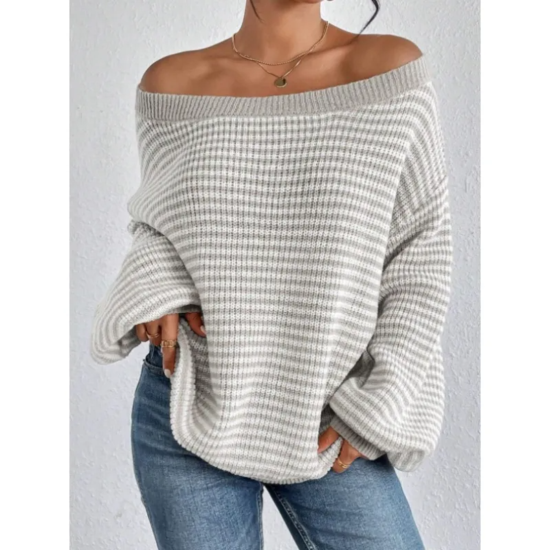 Knitted Jumper for Women – Striped Cozy Sweater for Casual Wear