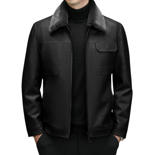 Men's Leather Winter Jacket – Stylish Warm Coat for Cold Weather Fashion