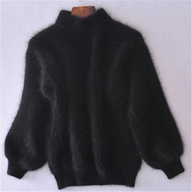 Women's Fluffy Plush Sweater – Cozy Soft Knit Pullover for Winter Fashion