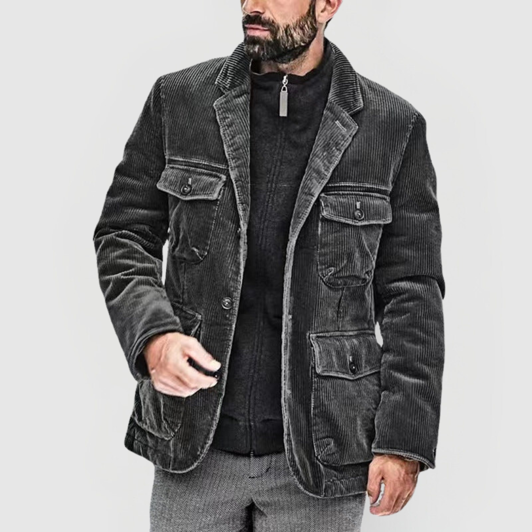 Men's Cord Jacket – Stylish Casual Outerwear with Warm Fabric and Pockets