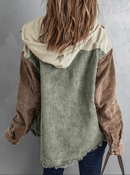 Women's Cord Jacket – Stylish Casual Outerwear with Pockets for Fall