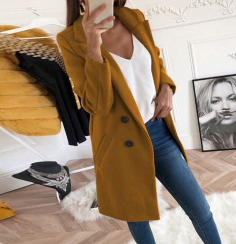 Autumn Coat for Women – Stylish Long Jacket with Warm Fabric and Chic Design