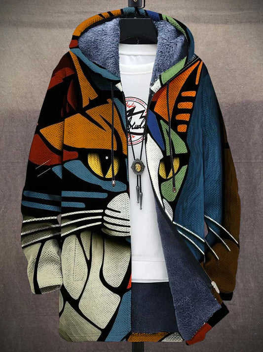 Men's Cat Pattern Jacket – Stylish Casual Outerwear for Cat Lovers