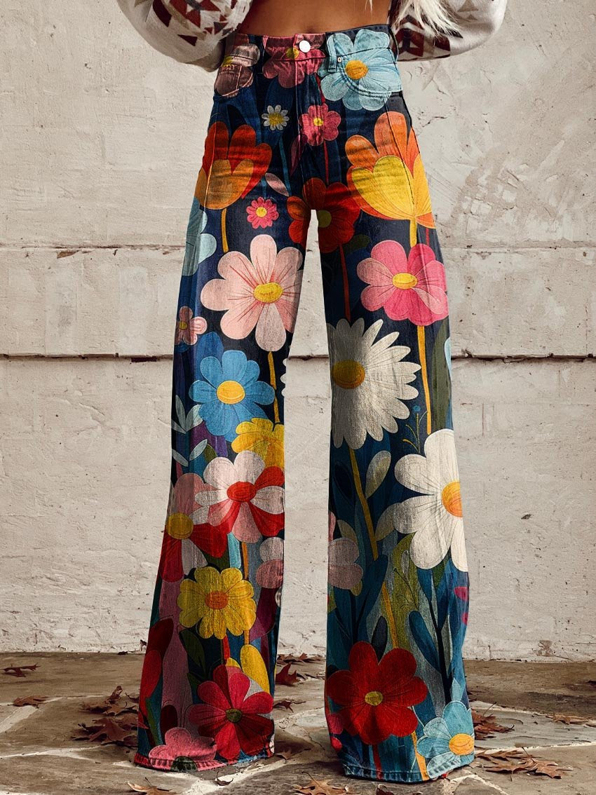 Floral Trousers Women – Stylish High-Waisted Floral Print Pants for Spring