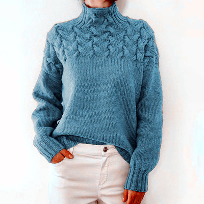 Knitted Jumper for Women – Cozy Roll Neck Sweater in Soft Fabric