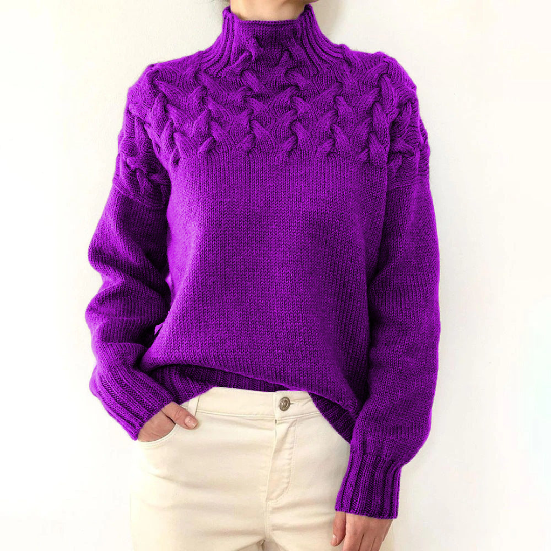 Knitted Jumper for Women – Cozy Roll Neck Sweater in Soft Fabric