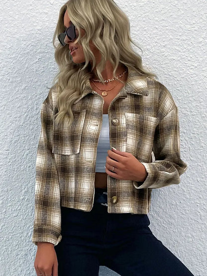 Women's Checked Jacket – Stylish Plaid Blazer for Casual and Office Wear