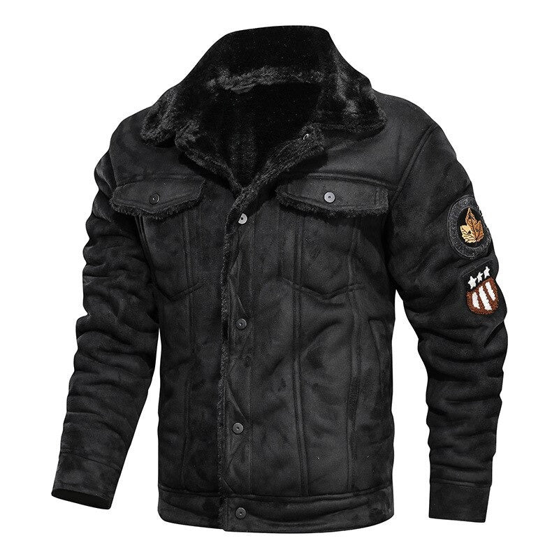 Men's Suede Biker Jacket – Stylish Lambswool Lined Motorcycle Coat