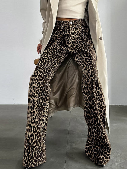 Leopard Print Trousers for Women – Stylish High-Waisted Animal Print Pants