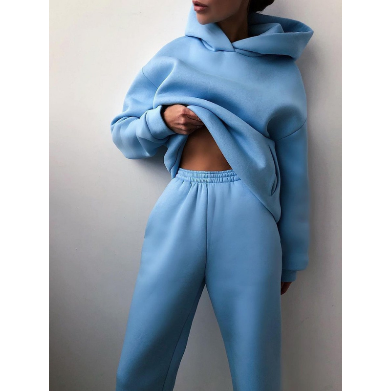 Women's Tracksuit Set – Comfortable Hooded Sweatshirt and Jogger Pants