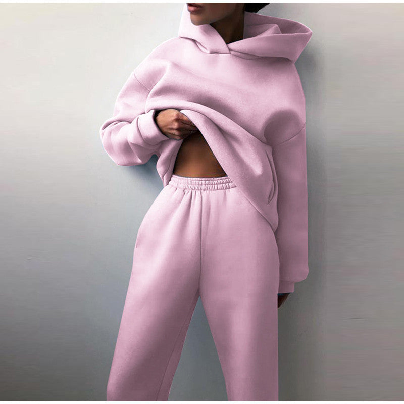 Women's Tracksuit Set – Comfortable Hooded Sweatshirt and Jogger Pants