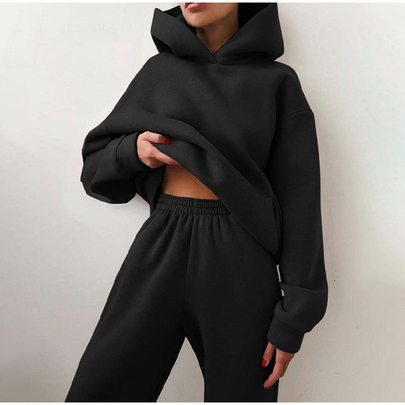 Women's Tracksuit Set – Comfortable Hooded Sweatshirt and Jogger Pants