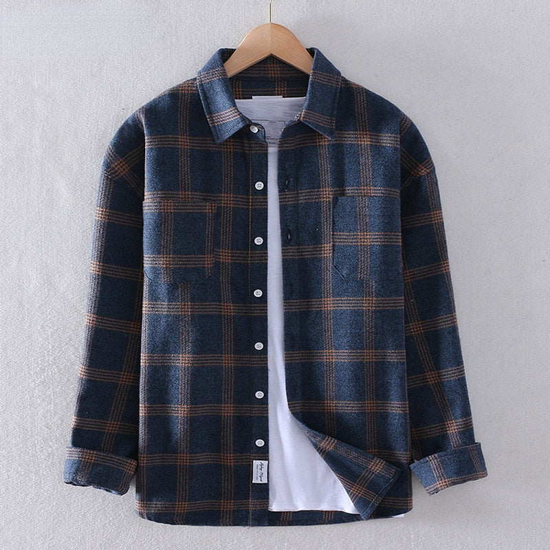 Flannel Shirt for Men – Long Sleeve Casual Button-Up Top for Fall