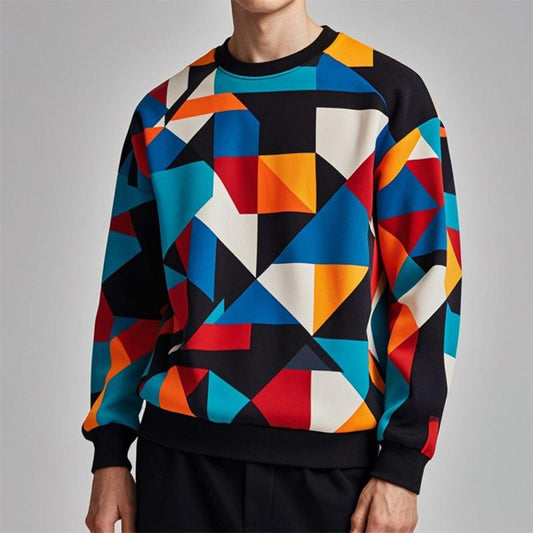 Men's Geometric Sweater – Stylish Knit Pullover for Casual and Formal Wear