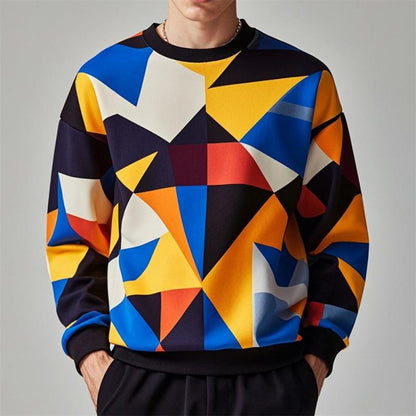 Men's Geometric Sweater – Stylish Knit Pullover for Casual and Formal Wear