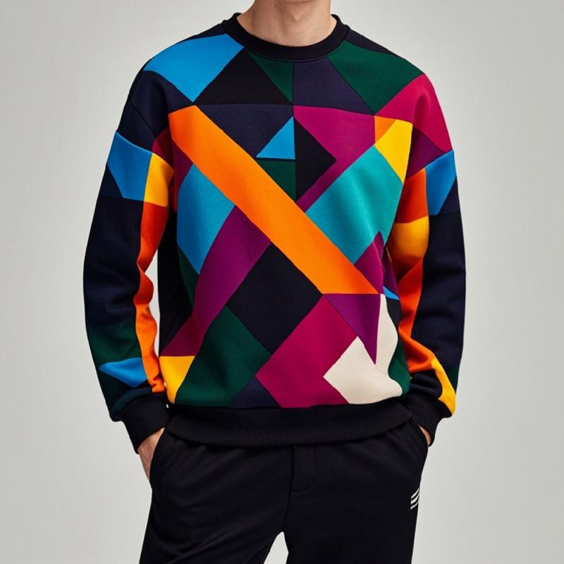 Men's Geometric Sweater – Stylish Knit Pullover for Casual and Formal Wear