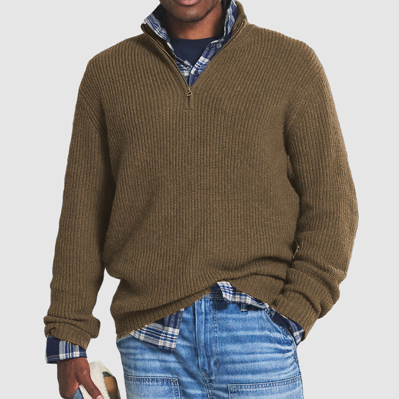 Men's Knitted Zip-Up Jumper – Cozy Sweater for Casual Wear and Layering