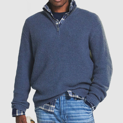 Men's Knitted Zip-Up Jumper – Cozy Sweater for Casual Wear and Layering