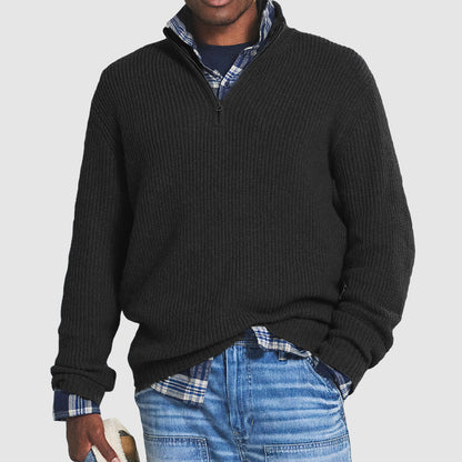 Men's Knitted Zip-Up Jumper – Cozy Sweater for Casual Wear and Layering