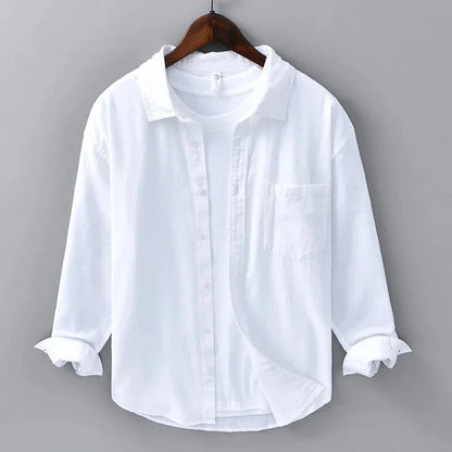 Men's Long-Sleeved Shirt – Classic Fit Cotton Dress Shirt for Work & Casual