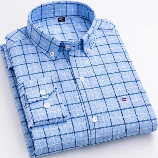 Men's Checked Long-Sleeved Shirt – Stylish Casual Button-Up for Every Occasion