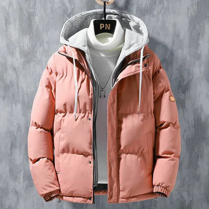 Men's Padded Winter Jacket – Warm Insulated Coat with Hood for Cold Weather