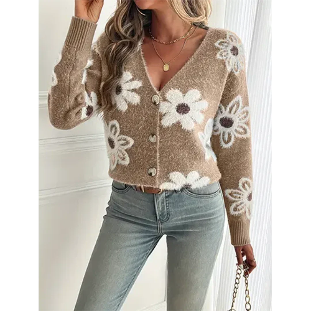 Floral Cardigan Women – Lightweight Knit Sweater for Spring and Summer